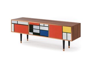 TV-kapp 2 sahtli ja 2 uksega L 170 cm, Composition With Blue, Red And Yellow By Piet Modrian Walnut цена и информация | Комоды | kaup24.ee