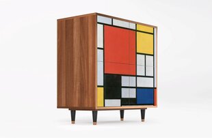 Комод BS3 Composition With Blue, Red And Yellow By Piet Modrian L 94 cm, орех цена и информация | Комоды | kaup24.ee