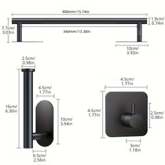 '5 шт. самоклеющийся держатель для полотенец с 3 крючками для полотенец и 1 держателем для туалетной бумаги' цена и информация | Аксессуары для ванной комнаты | kaup24.ee