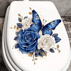 '1 tk Blue Butterflies WC-istmekatte kleebised Eemaldatav vinüülist botaaniline lilleline WC-istmekatte kleebis Veekindel Blue Rose WC-istmekatte kleebised DIY kodukaunistuse kleebised magamistoa tsisterni kaunistamiseks' hind ja info | Vannitoa sisustuselemendid ja aksessuaarid | kaup24.ee