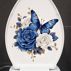 '1 tk Blue Butterflies WC-istmekatte kleebised Eemaldatav vinüülist botaaniline lilleline WC-istmekatte kleebis Veekindel Blue Rose WC-istmekatte kleebised DIY kodukaunistuse kleebised magamistoa tsisterni kaunistamiseks' hind ja info | Vannitoa sisustuselemendid ja aksessuaarid | kaup24.ee