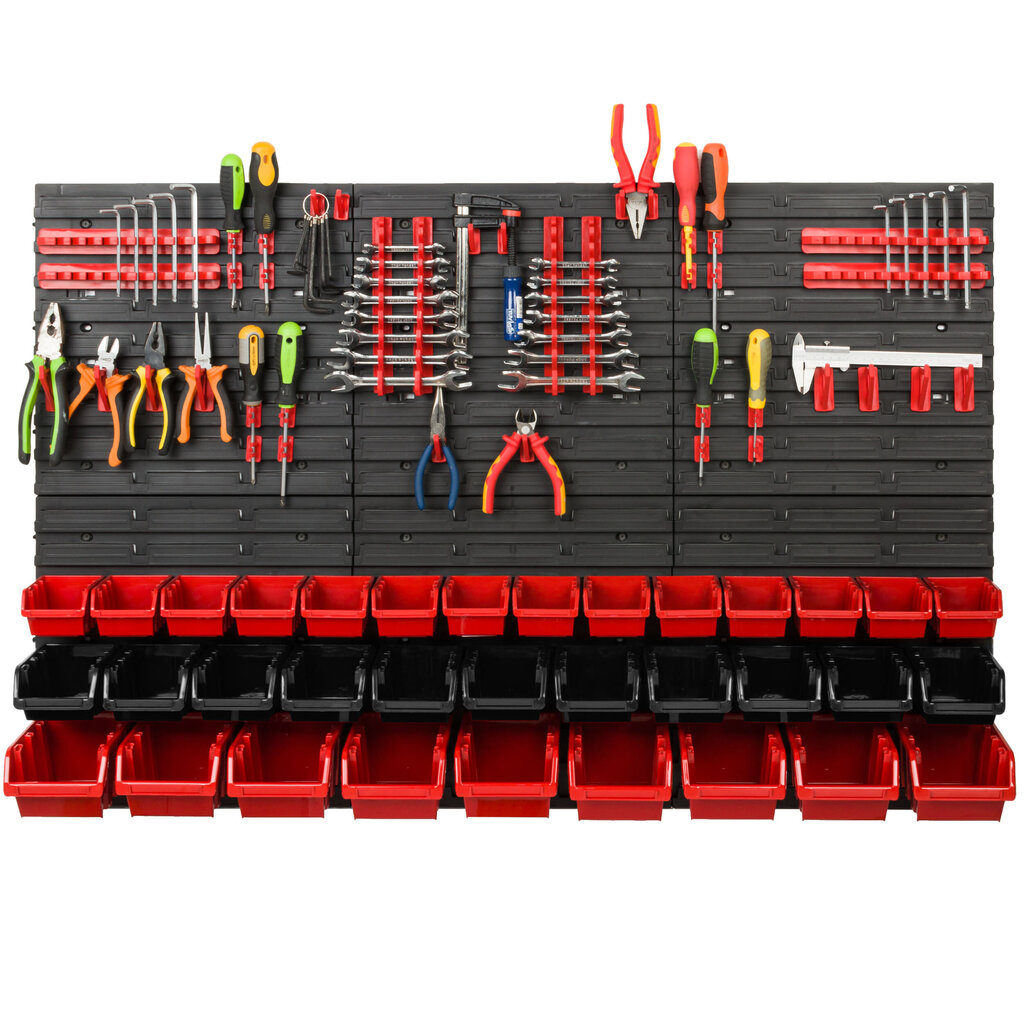 Töökoja laosüsteem riiulitega| 117 x 78 cm | 34 tk. Kast | hind ja info | Tööriistakastid, tööriistahoidjad | kaup24.ee