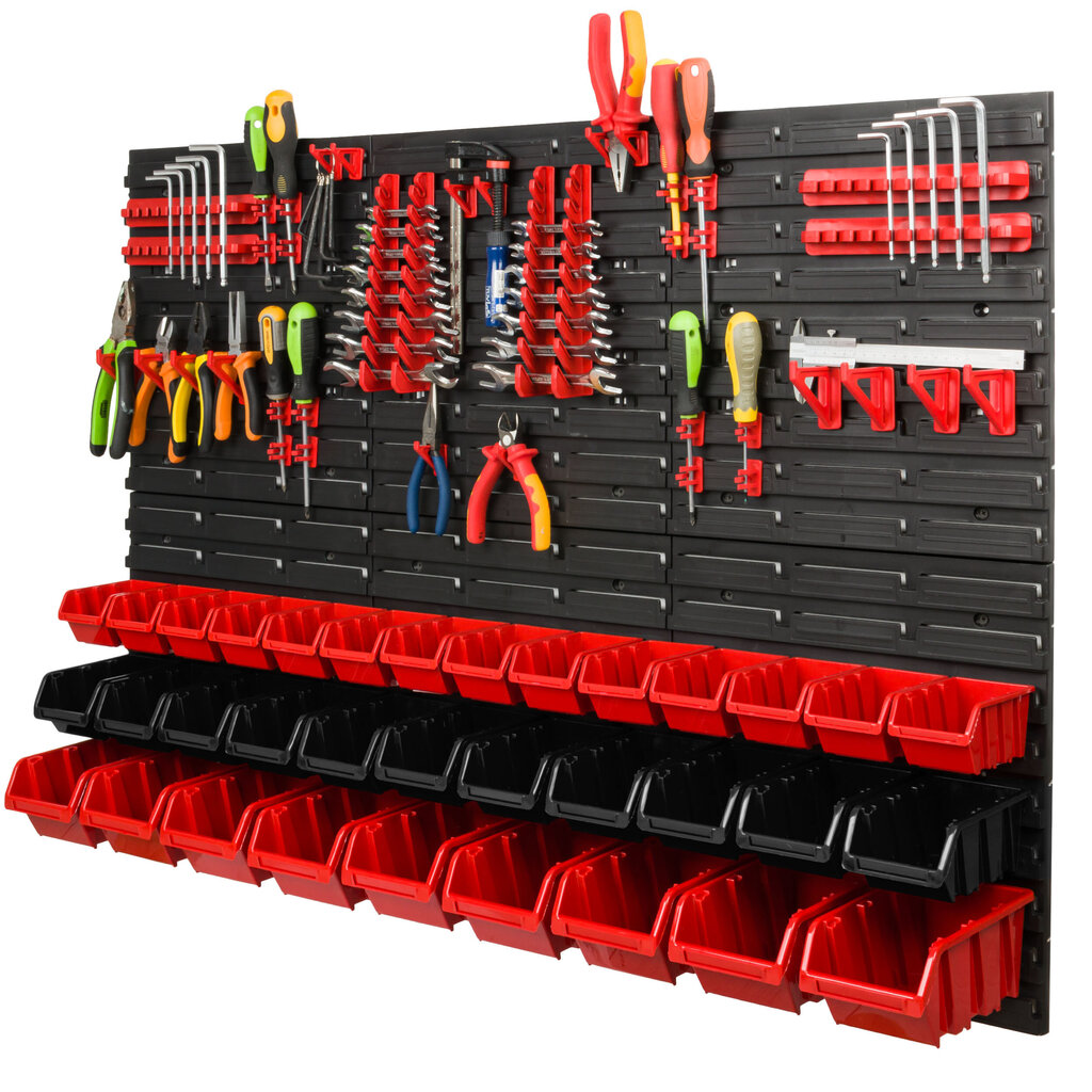 Töökoja laosüsteem riiulitega| 117 x 78 cm | 34 tk. Kast | hind ja info | Tööriistakastid, tööriistahoidjad | kaup24.ee