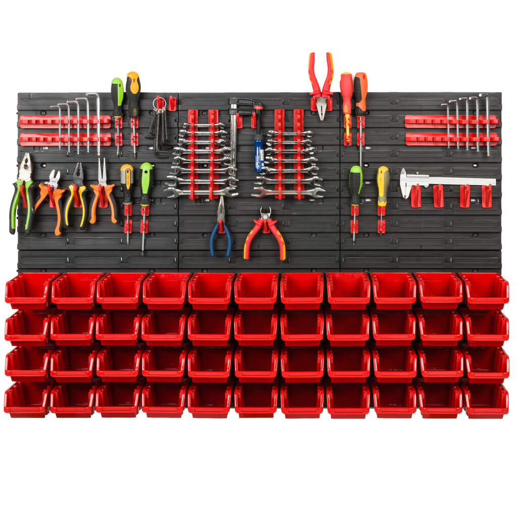 Töökoja laosüsteem riiulitega| 117 x 78 cm | 44 tk. Kast | hind ja info | Tööriistakastid, tööriistahoidjad | kaup24.ee
