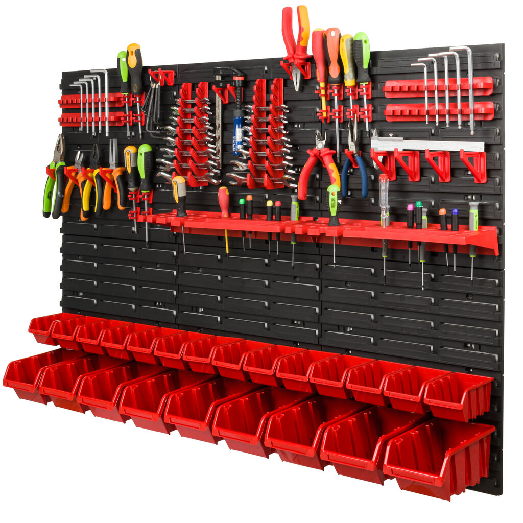 Töökoja laosüsteem riiulitega| 117 x 78 cm | 23 tk. Kast | hind ja info | Tööriistakastid, tööriistahoidjad | kaup24.ee