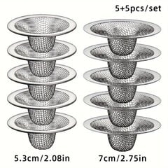 'Набор сеток для раковины из нержавеющей стали 5 + 5 шт.' цена и информация | Аксессуары для ванной комнаты | kaup24.ee