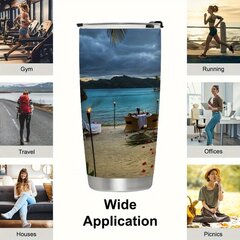 '1 tk 20 untsi roostevabast terasest isolatsiooniga trummel, millel on troopiline rannakujundus, vaakum topeltseinaga reisikruus, sobib ideaalselt kuumade ja külmade jookide jaoks, sobib ideaalselt jõusaali, jooksmiseks, reisimiseks, kontorisse ja pikniku hind ja info | Vannitoa sisustuselemendid ja aksessuaarid | kaup24.ee