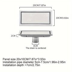 '1tk 304 roostevabast terasest põranda äravool, 20cmX10cm pikkune peidetud põranda äravool, ristkülikukujuline vannitoa rõdu WC peidetud inkrusteeritud põranda äravool, majapidamises vajalikud asjad' hind ja info | Vannitoa sisustuselemendid ja aksessuaarid | kaup24.ee