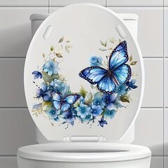 '1 tk Butterfly Flower WC kaane kleebis Vannitoa kleebised Plastikust kodukaunistuse seinakleebised Aknakleebised Võluvad sinised liblikad ja lilled Kleepuvad kaunistused koduseks kasutamiseks' hind ja info | Vannitoa sisustuselemendid ja aksessuaarid | kaup24.ee