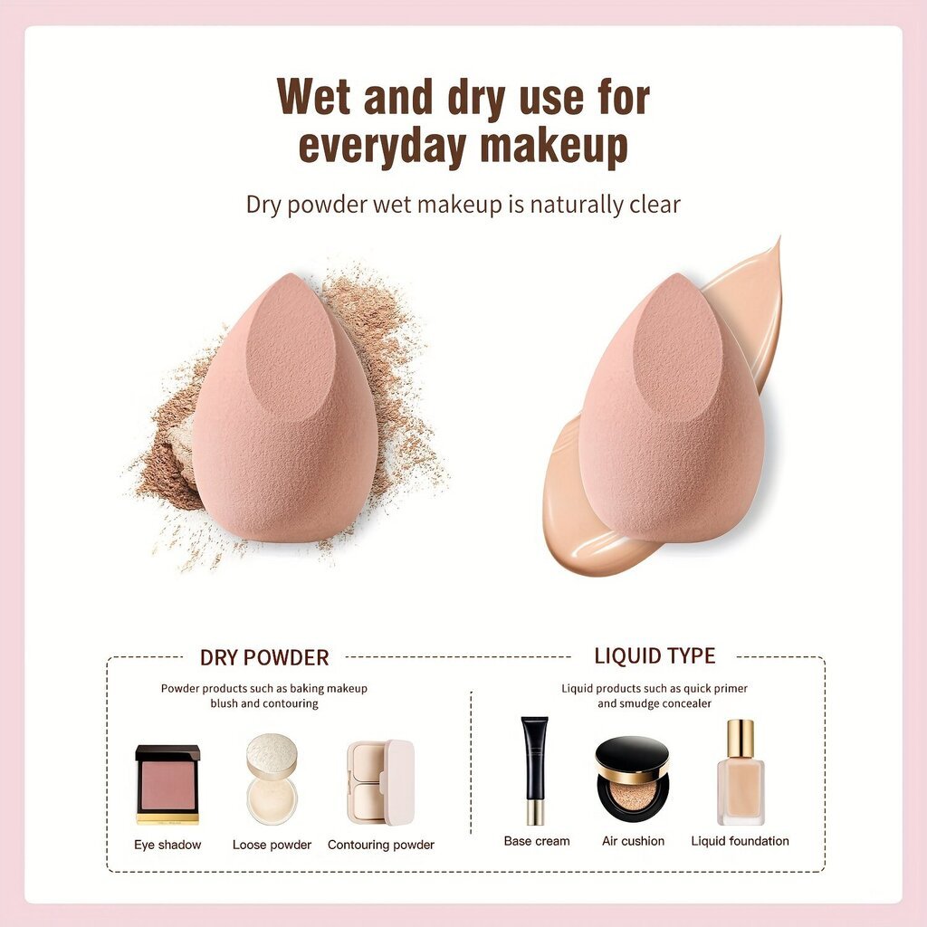 '3 tk Meigikäsna komplekt Professional Beauty Sponge Blender Makeup Foundation Blending Cosmetic Makeup Pahvipuuder kreemile' цена и информация | Vannitoa sisustuselemendid ja aksessuaarid | kaup24.ee