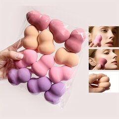 '12 tk Beauty Blender, mitmevärviline meigikäsn, mis sobib ideaalselt vedelaks, kreemiks ja pulbriks, mittelateksiline märg- ja kuivkreemi kahekordse kasutusega jumestuskäsn, sobib ideaalselt kõikidele nahatüüpidele' hind ja info | Vannitoa sisustuselemendid ja aksessuaarid | kaup24.ee