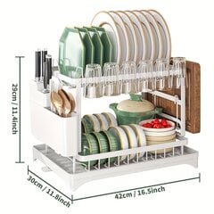 '1 tk. nõudekuivatusrestid 2-tasandiline nõudekuivatustoru koos äravoolutoru ja nõudehoidjatega suure mahutavusega mitmeotstarbeline lauanõude hoidik köögileti ja -kappide köögiorganite ja köögitarvikute hoidmiseks' hind ja info | Vannitoa sisustuselemendid ja aksessuaarid | kaup24.ee