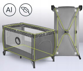 Mänguaed 2in1 LIONELO STEFI PLUS Reisivoodi Mänguaedik 125x65x76 cm, hall hind ja info | Beebivoodid | kaup24.ee