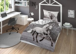 Noorte voodipesu HORSE White galopis 140x200 hind ja info | Beebide ja laste voodipesu | kaup24.ee