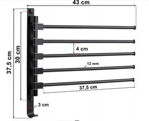 Держатель для полотенец в ванной, Hanger, черный цена и информация | Аксессуары для ванной комнаты | kaup24.ee