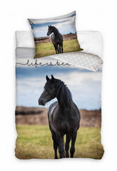 Puuvillane voodipesu 160x200 Horse Black Cotton hind ja info | Beebide ja laste voodipesu | kaup24.ee