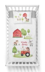 90x120 voodikomplekt Pekk + voodipesu Traktori punane Jolly Farm hind ja info | Beebide ja laste voodipesu | kaup24.ee