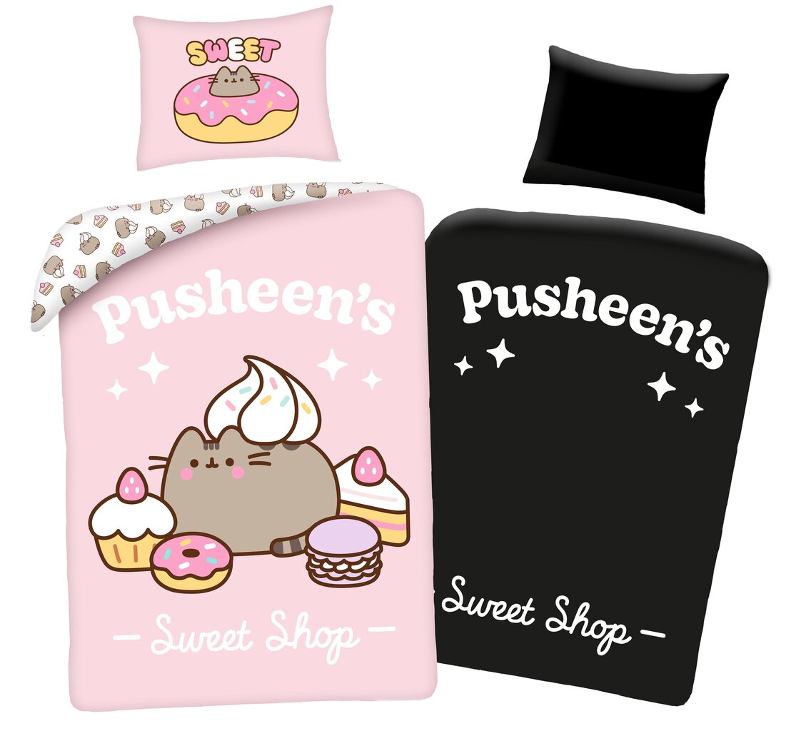 Pimedas helendav voodipesu 140x200 Pusheen Cat Sweet Pink цена и информация | Beebide ja laste voodipesu | kaup24.ee