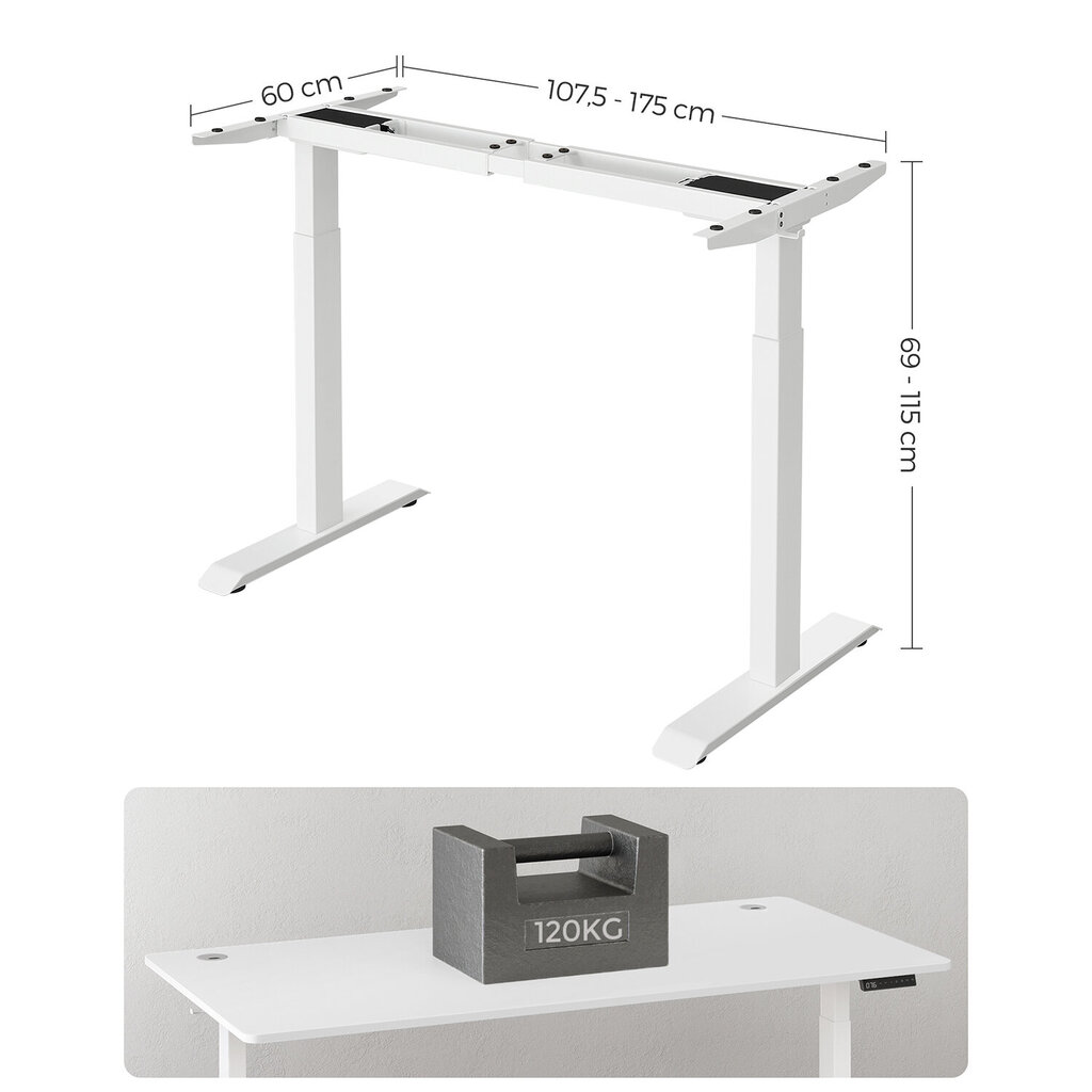 Kirjutuslaud Songmics, 60x175x115 cm, valge hind ja info | Arvutilauad, kirjutuslauad | kaup24.ee