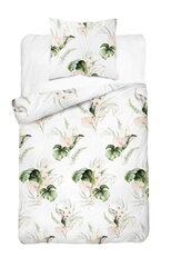 Voodipesu Satin 140x200 Leaves Green hind ja info | Voodipesu | kaup24.ee