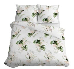 Voodipesu Satin 160x200 Leaves Green hind ja info | Voodipesu | kaup24.ee