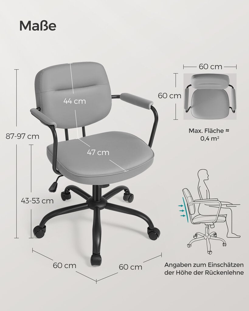 Kontoritool Songmics, 60x60x97 cm, hall hind ja info | Kontoritoolid | kaup24.ee