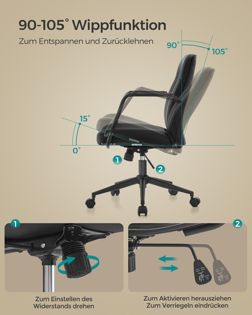 Kontoritool Songmics, 60x6 x103 cm, must hind ja info | Kontoritoolid | kaup24.ee