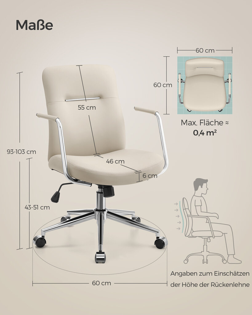 Kontoritool Songmics, 60x6 x103 cm, valge hind ja info | Kontoritoolid | kaup24.ee