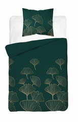 Satiinist voodipesu 140x200 Leaf Green Gold Ornaments hind ja info | Voodipesu | kaup24.ee