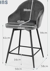 Baaritooli komplekt Costway, hall, 2 tk hind ja info | Söögitoolid, baaritoolid | kaup24.ee