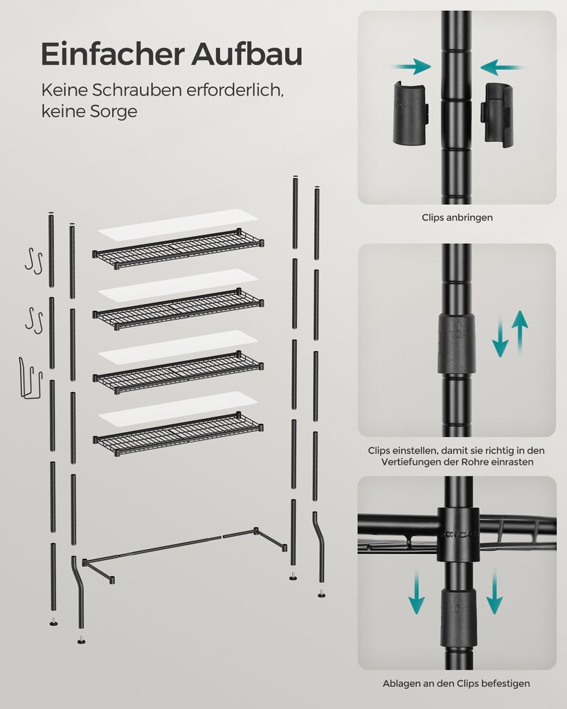 Riiul Songmics, 30x83x176cm, must hind ja info | Vannitoakapid | kaup24.ee