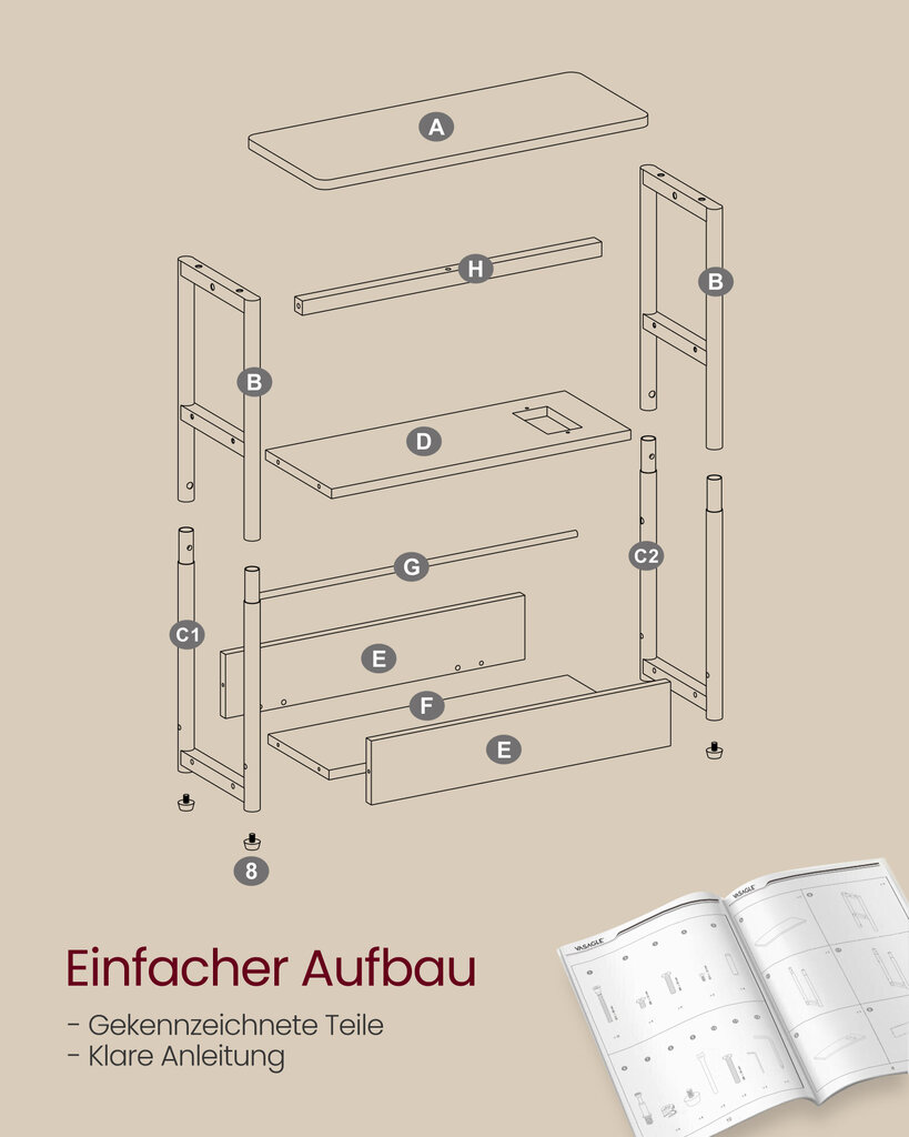 Abilaud Songmics, 18x45x58 cm, valge hind ja info | Konsoollauad | kaup24.ee