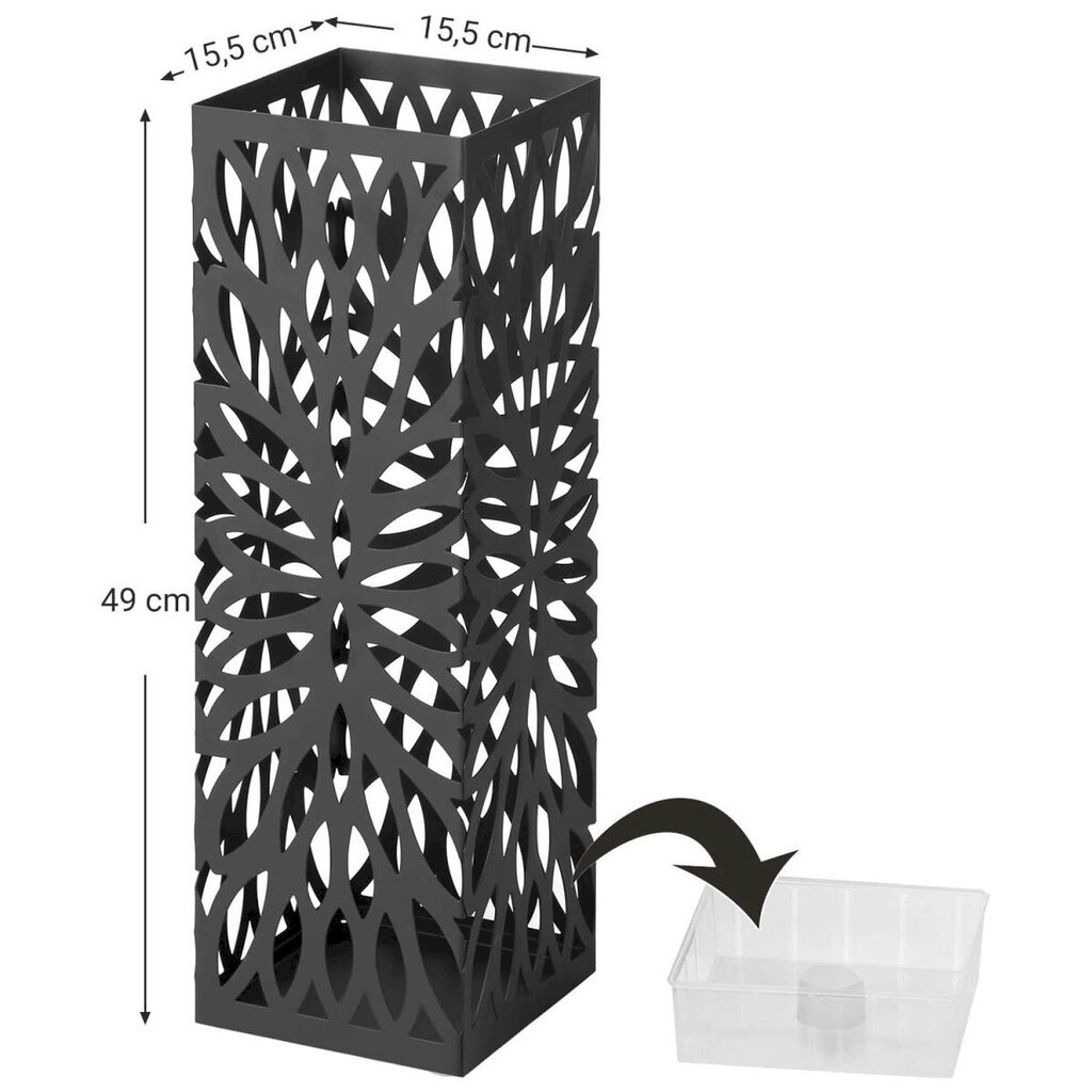 Kaasaegne vihmavarjualus, 15,5 cm. x 15,5 cm. x 49 cm, must hind ja info | Riiulid | kaup24.ee