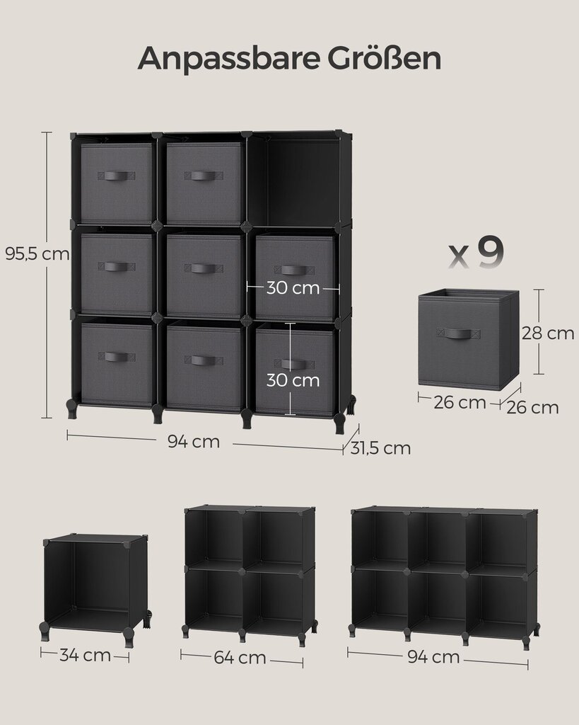 Kummut Songmics, 31,5x94x95,5 cm, must цена и информация | Kummutid | kaup24.ee