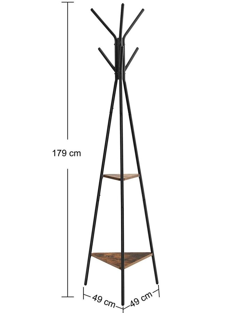 Rõivakandik, puidust põrandakandik, LOFT, 49 cm. x 179 cm., pruun hind ja info | Riidepuud ja -kotid | kaup24.ee