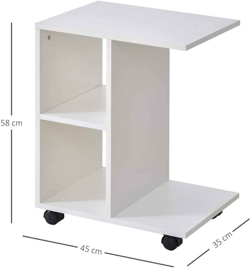 Modernne kohvilaud ratastel, Modern Home PJJCFT00601, 58 cm. x 45 cm. x 35 cm., valge hind ja info | Diivanilauad | kaup24.ee