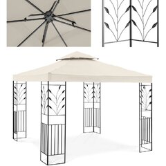 Садовая беседка со складным навесом и орнаментом, Uniprodo UNI_PERGOLA_3X3T_U1, 3 м. х 3 м. х 2,6 м., светло-кремовый цена и информация | Беседки, навесы, тенты | kaup24.ee