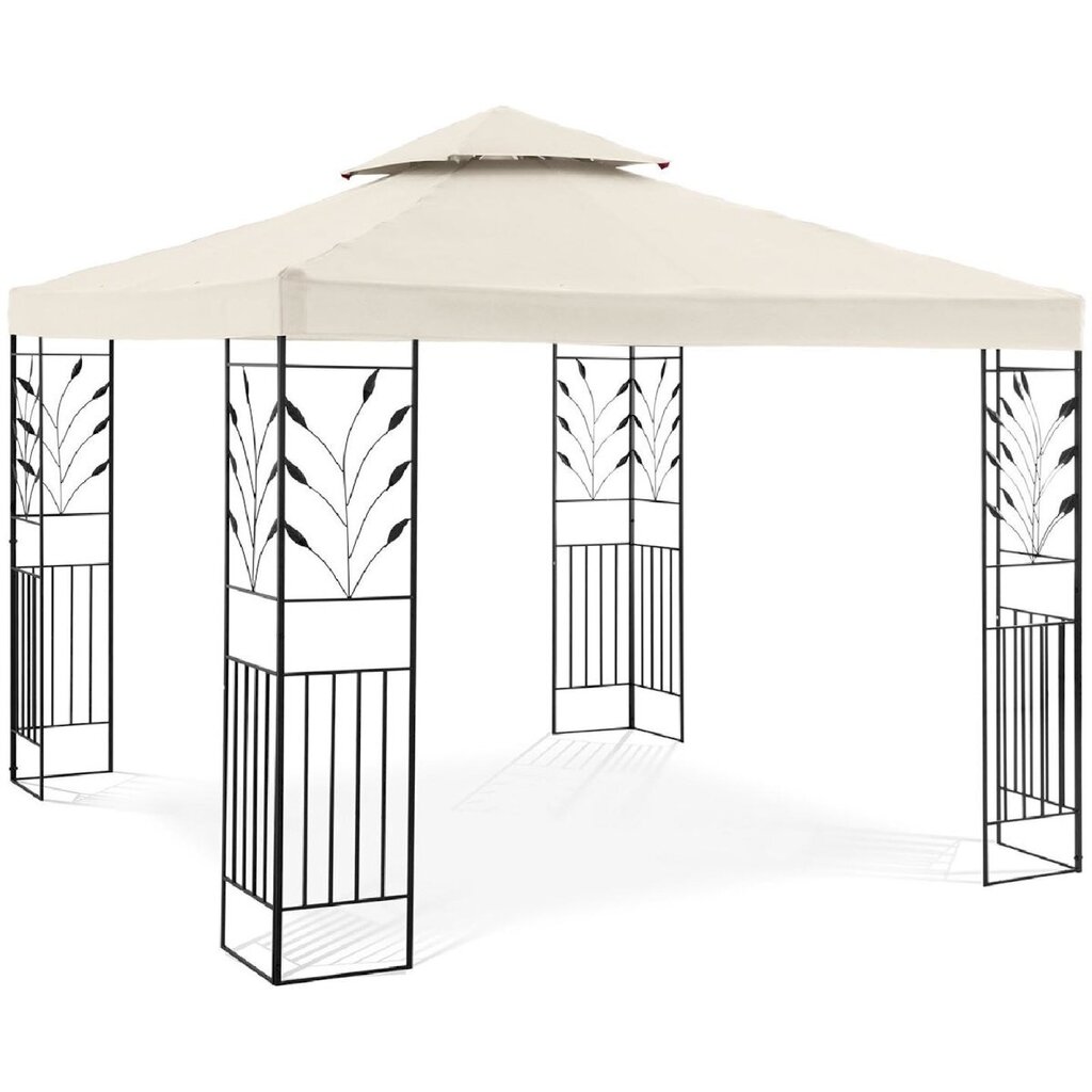 Aiapaviljon kokkupandava varikatuse ja ornamendiga, Uniprodo UNI_PERGOLA_3X3T_U1, 3 m. x 3 m. x 2,6 m., helekreemne värvus цена и информация | Varikatused ja aiapaviljonid | kaup24.ee