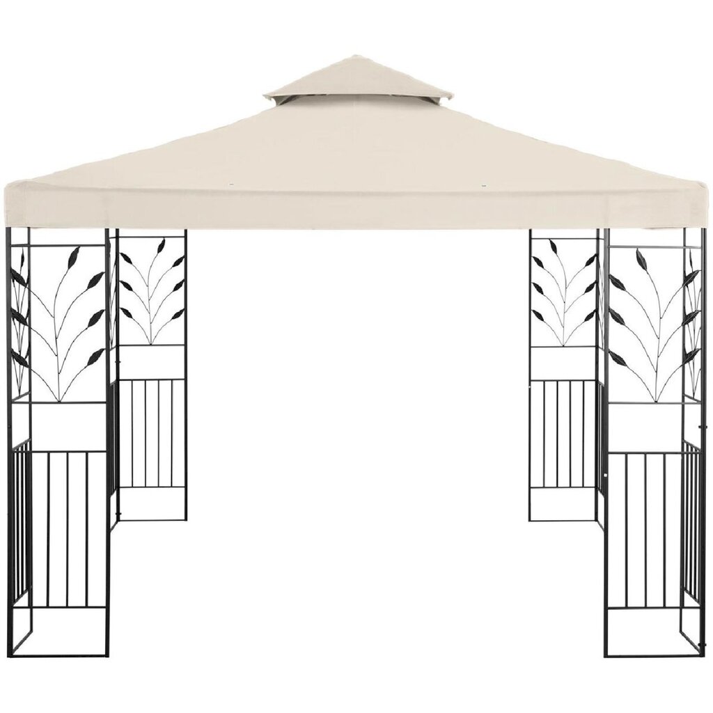 Aiapaviljon kokkupandava varikatuse ja ornamendiga, Uniprodo UNI_PERGOLA_3X3T_U1, 3 m. x 3 m. x 2,6 m., helekreemne värvus цена и информация | Varikatused ja aiapaviljonid | kaup24.ee