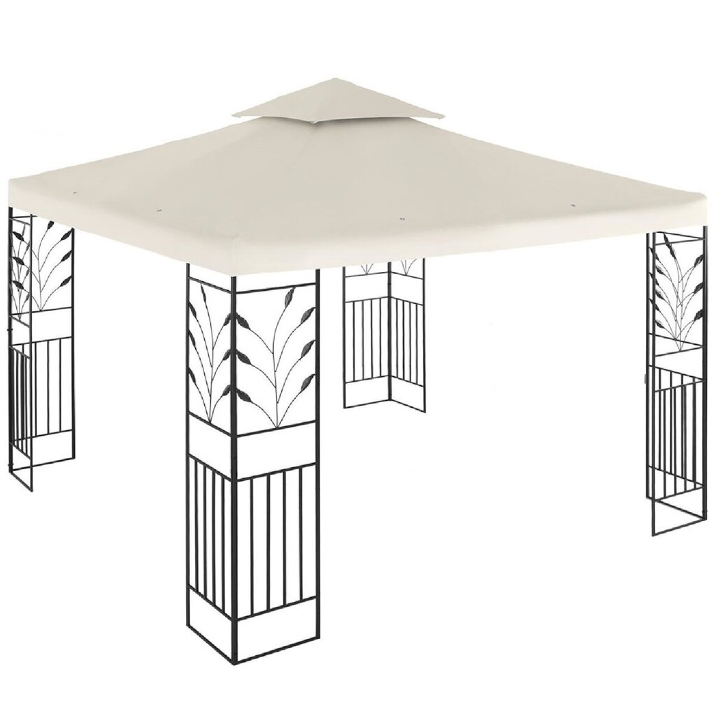 Aiapaviljon kokkupandava varikatuse ja ornamendiga, Uniprodo UNI_PERGOLA_3X3T_U1, 3 m. x 3 m. x 2,6 m., helekreemne värvus цена и информация | Varikatused ja aiapaviljonid | kaup24.ee