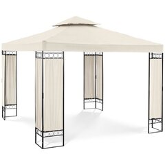 Kokkupandava varikatuse ja ornamendiga aiamajake, Uniprodo UNI_PERGOLA_3X3TF_U1, 3 m. x 3 m. x 2,6 m., kreemikas hind ja info | Varikatused ja aiapaviljonid | kaup24.ee