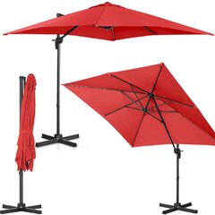 Ruudukujuline aiasirm külgmise käetoega, Uniprodo UNI_UMBRELLA_2SQ250BL1, 250 cm. x 250 cm., punane hind ja info | Varikatused ja aiapaviljonid | kaup24.ee