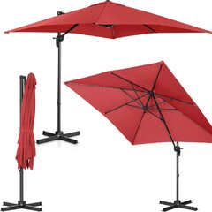 Ruudukujuline aiasirm külgmise käetoega, Uniprodo UNI_UMBRELLA_2SQ250BL1, 250 cm. x 250 cm., burgundia hind ja info | Päikesevarjud, markiisid ja alused | kaup24.ee