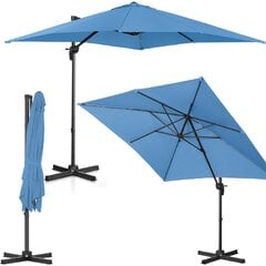 Ruudukujuline aiasirm külgmise käetoega, Uniprodo UNI_UMBRELLA_2SQ250BL1, 250 cm. x 250 cm., sinine hind ja info | Varikatused ja aiapaviljonid | kaup24.ee