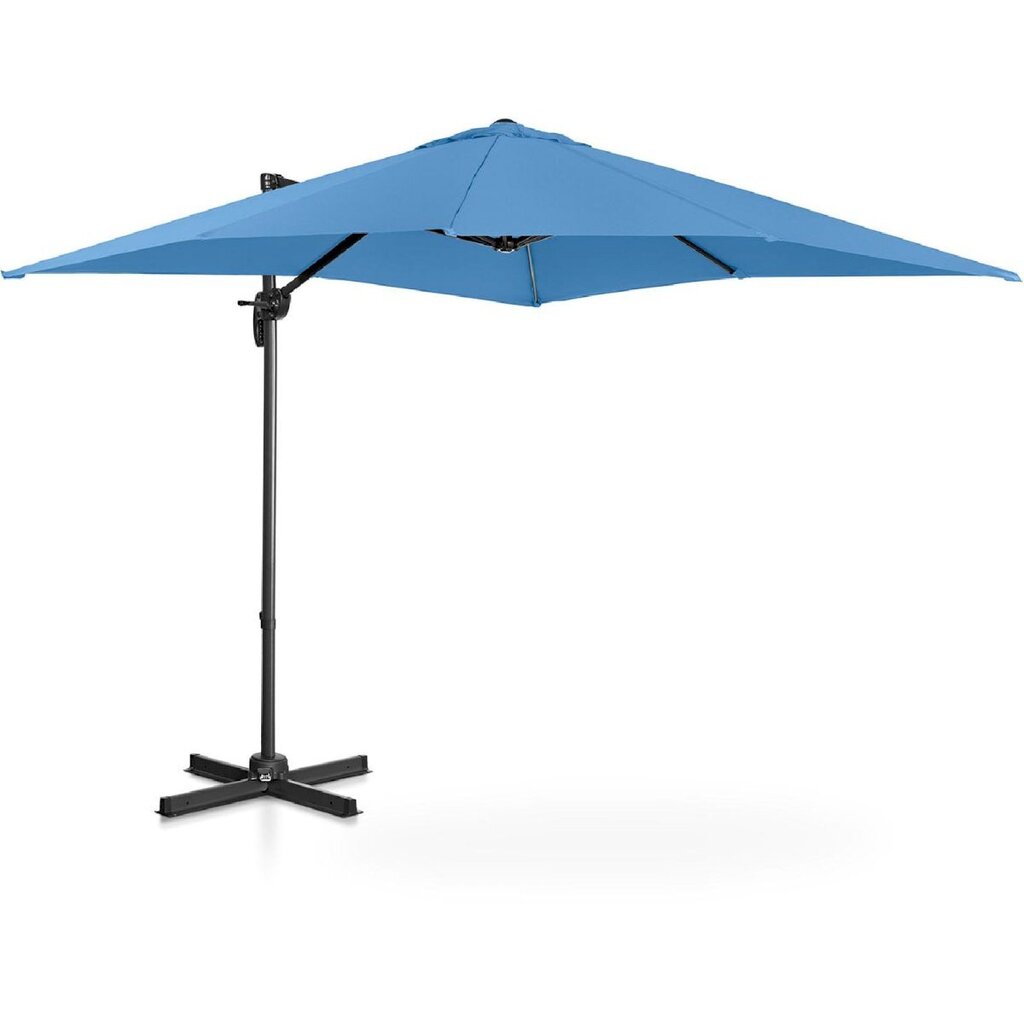 Ruudukujuline aiasirm külgmise käetoega, Uniprodo UNI_UMBRELLA_2SQ250BL1, 250 cm. x 250 cm., sinine цена и информация | Varikatused ja aiapaviljonid | kaup24.ee