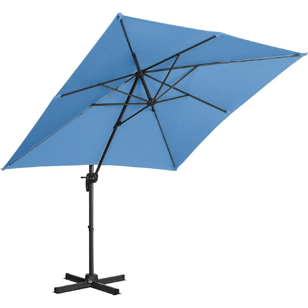 Ruudukujuline aiasirm külgmise käetoega, Uniprodo UNI_UMBRELLA_2SQ250BL1, 250 cm. x 250 cm., sinine цена и информация | Varikatused ja aiapaviljonid | kaup24.ee