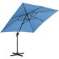 Ruudukujuline aiasirm külgmise käetoega, Uniprodo UNI_UMBRELLA_2SQ250BL1, 250 cm. x 250 cm., sinine цена и информация | Varikatused ja aiapaviljonid | kaup24.ee