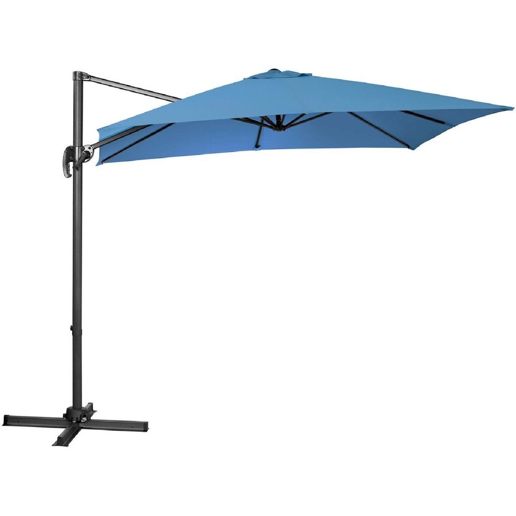 Ruudukujuline aiasirm külgmise käetoega, Uniprodo UNI_UMBRELLA_2SQ250BL1, 250 cm. x 250 cm., sinine цена и информация | Varikatused ja aiapaviljonid | kaup24.ee