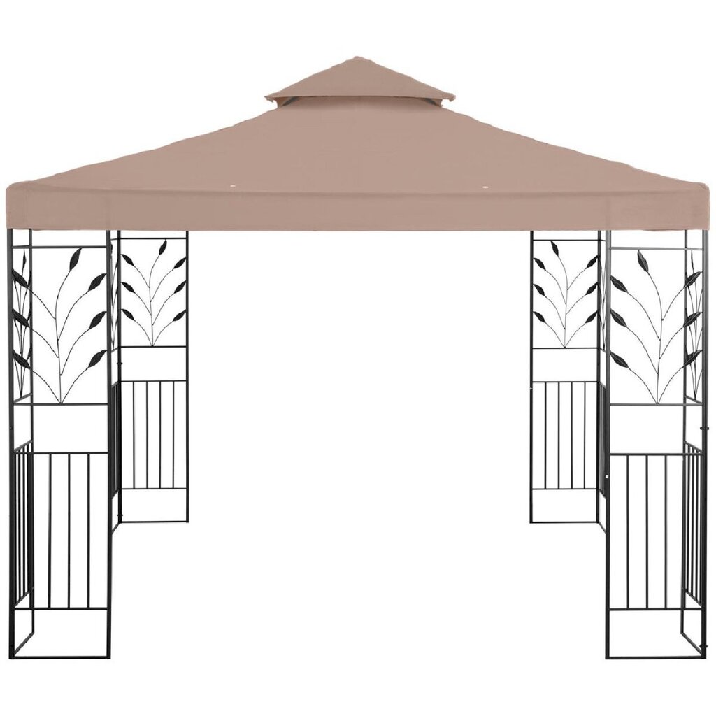 Aiapaviljon kokkupandava varikatuse ja ornamendiga, Uniprodo UNI_PERGOLA_3X3T_U1, 3 m. x 3 m. x 2,6 m., beež. hind ja info | Varikatused ja aiapaviljonid | kaup24.ee