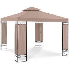 Aiapaviljon kokkupandava varikatuse ja ornamendiga, Uniprodo UNI_PERGOLA_3X3TF_U1, 3 m. x 3 m. x 2,6 m., beež. hind ja info | Varikatused ja aiapaviljonid | kaup24.ee